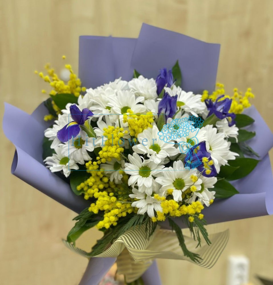 Букет цветов Весенняя Свежесть Букет цветов из: Хризантемы и Ирисы